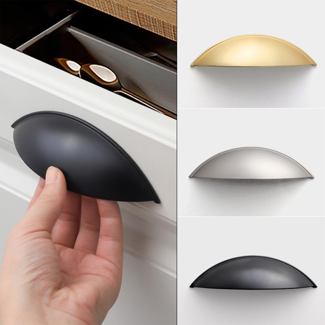 3.75 Kitchen Drawer Cup Pulls Cupboard Handles Modern Cup Pulls Black Dresser Handles