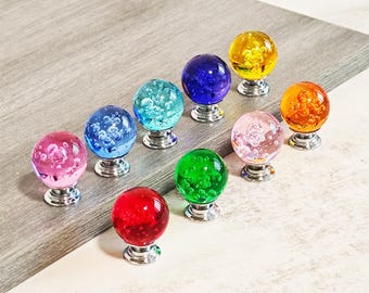 Bunter Glaskristall-Schubladenknauf: 30mm Schrankbeschläge