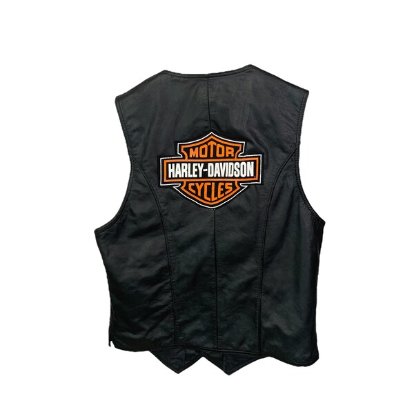 Harley Davidson Genuine Leather Black Moto Vest (Mens Size- XS): Ready to Ship Item