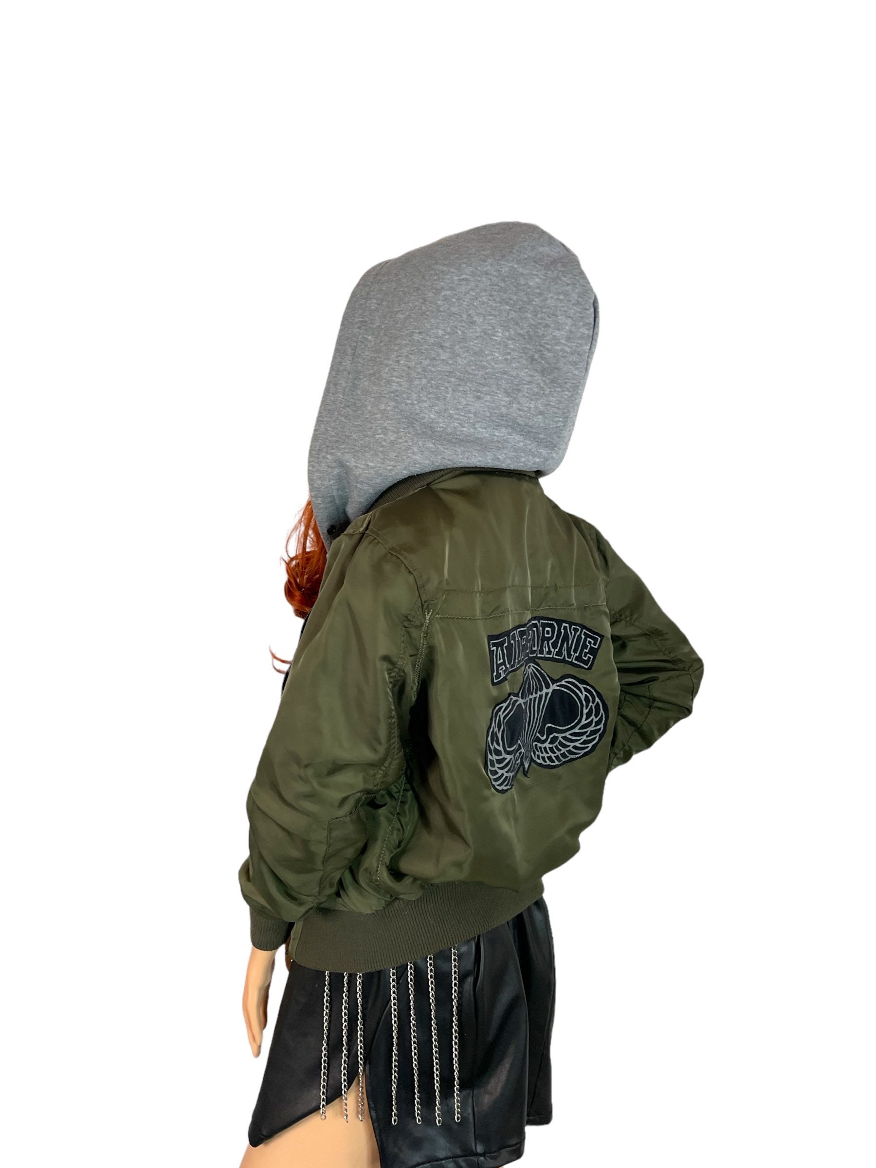 Airborne X Death Angel Aviator Zipup Jacket With Faux Layered Gray