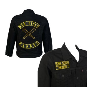 One of a Kind Padres Baseball Club Levi’s Black Denim Jacket (Mens- Size Large): Ready to Ship Item