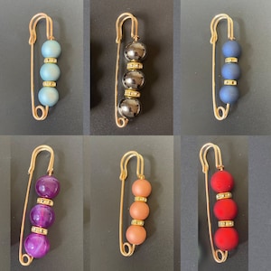 Large Safety Pin Brooch in Light Blue, Metallic, Blue, Purple, Peach or Red Pearl | For Shawl, Scarf, Sweater, Pants, Shirt, Skirt or Dress
