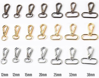 Lobster Clasps 12mm-38mm | Gold, Gun Black or Silver Swivel Clips Snap Hook DIY Bag Craft Key Chain Key Ring 12mm 15mm 20mm 25mm 32mm 38mm