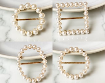 Quality Pearl T-shirt Slide Rings | Clip Tie Knot Scarf Shawl Belt Buckle Metal Alloy Circle Square Oval Round #10 to #13