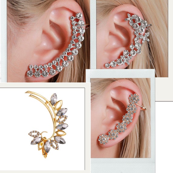 Crystal Ear Climbers Crawler Earrings Cartilage Helix Piercing Ear