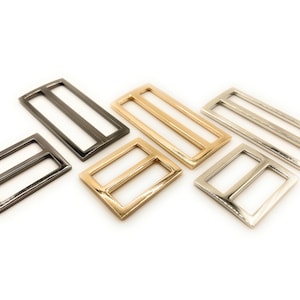 12mm to 50mm Metal Flat Thin Tri-Glide Slide in Gold Gun Black or Silver | Webbing Slide Strap Adjuster Buckle Belt 15mm 20mm 25mm 32mm 38mm