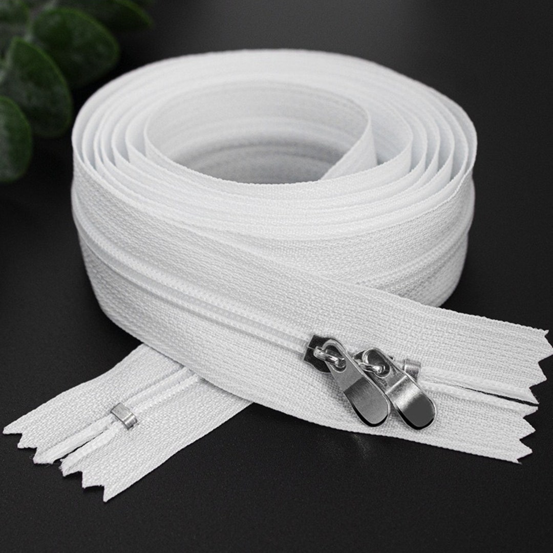 White Double Slider Zipper | 100cm Length #3 Zip With Closed Ends ...
