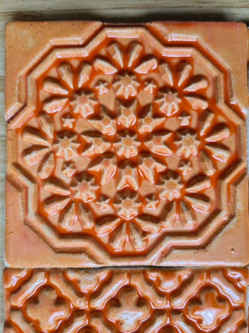 4er-Set Keramikfliesen orange zdjęcie 2