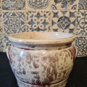Ceramic flowerpot white-red large
