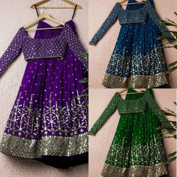 Green Embroidery Work Lehenga Choli for Women or girls, Party Wedding Wear Lengha Choli, indian wedding outfit, Lengha With Dupatta