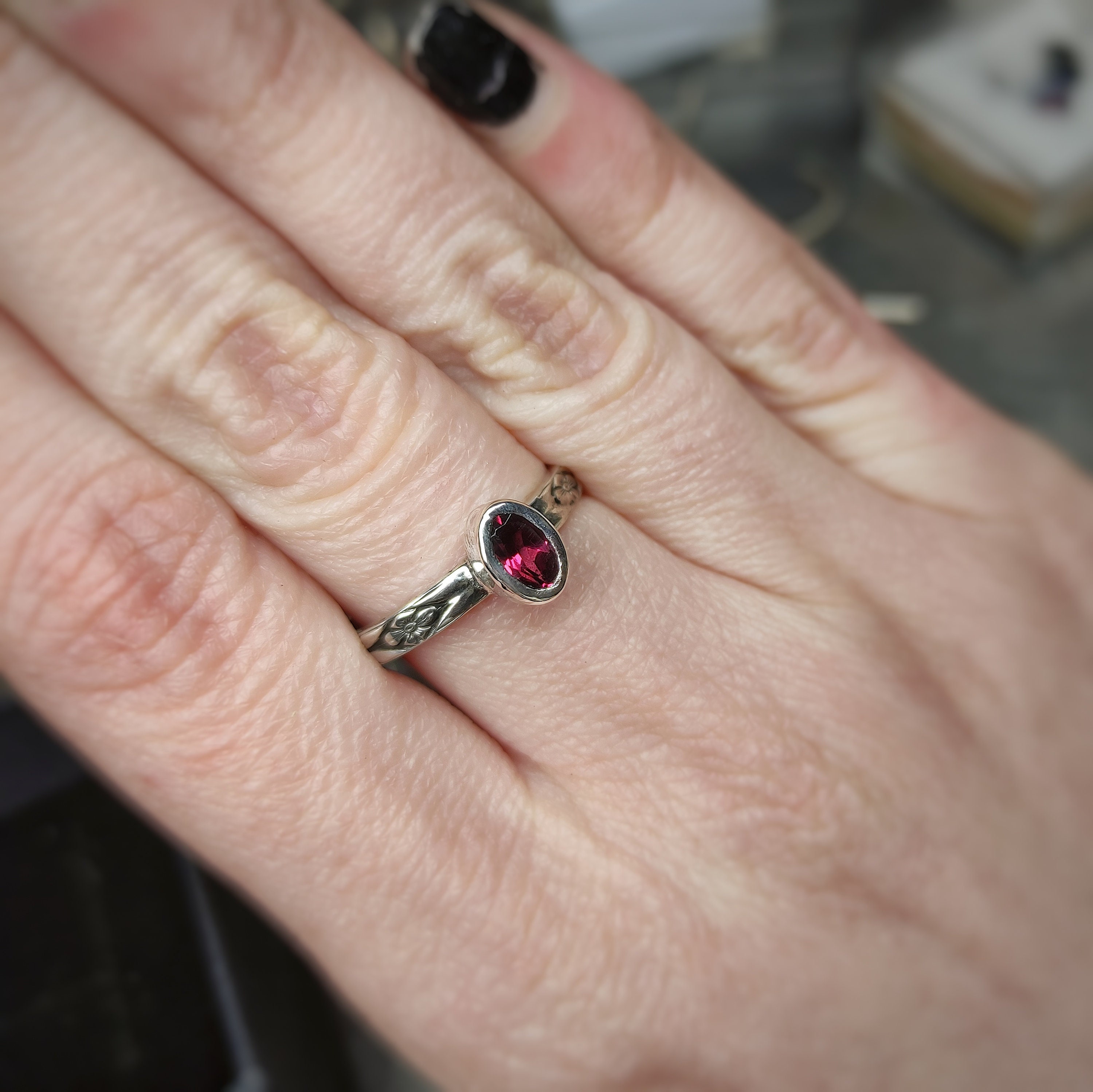 Elven Medieval Floral Fantasy Rodolite Garnet Sterling Silver Ring ...