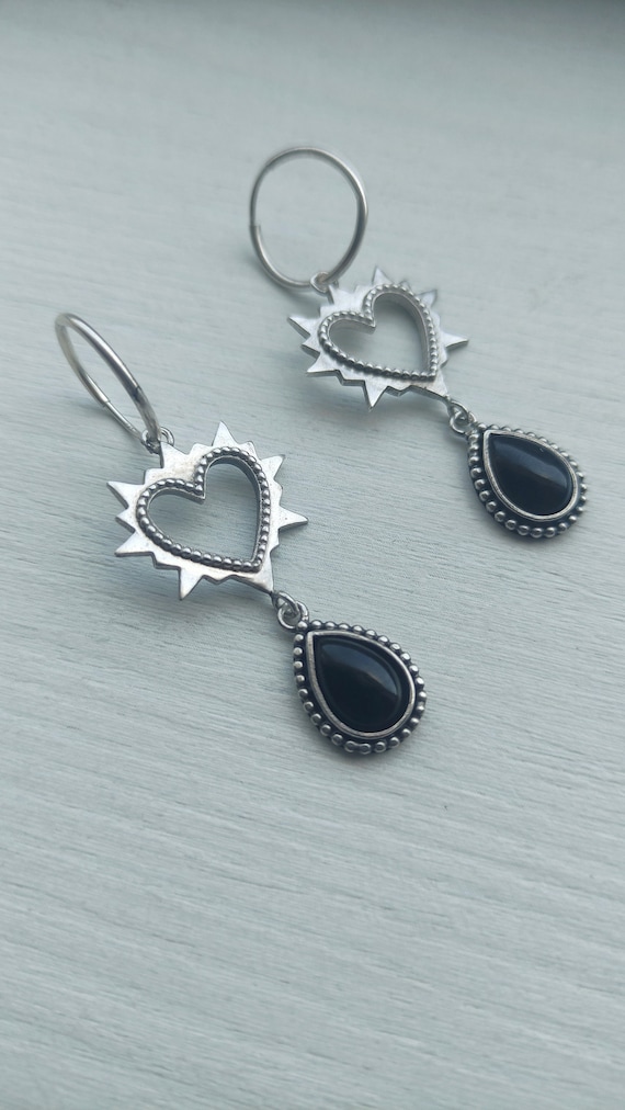 Pendientes Gothicos Corazon Plata Ley 925/sterling Silver 