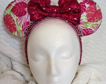 Tropical Mouse Ears / Pink and Green Ears / Mickey Ears / Minnie Ears