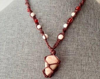 Sunstone Crystal Macrame Net Necklace