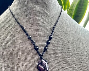 Amethyst Macrame Net Necklace