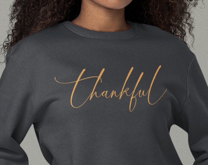 Featured listing image: Fall Sweatshirt with Thankful, Grateful Sweatshirt for fall, Thanksgiving Sweatshirt, Autumn Sweatshirt, thanksgiving shirt