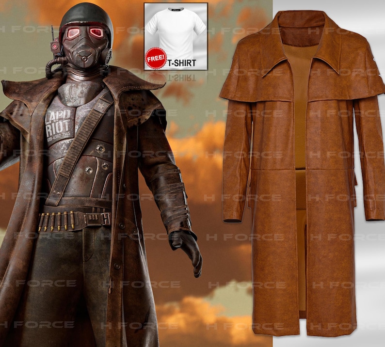 Men Trench Coat A7 Fallout Vegas Veteran Ranger Real Tan Cow Hide ...