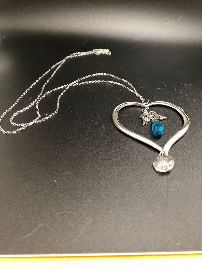 Long Heart Pendant Necklace Etsy