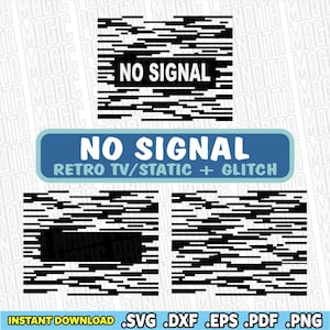 SVG-Bundle „Kein Signal“, 3 Retro-Glitch-Bildschirmdesigns