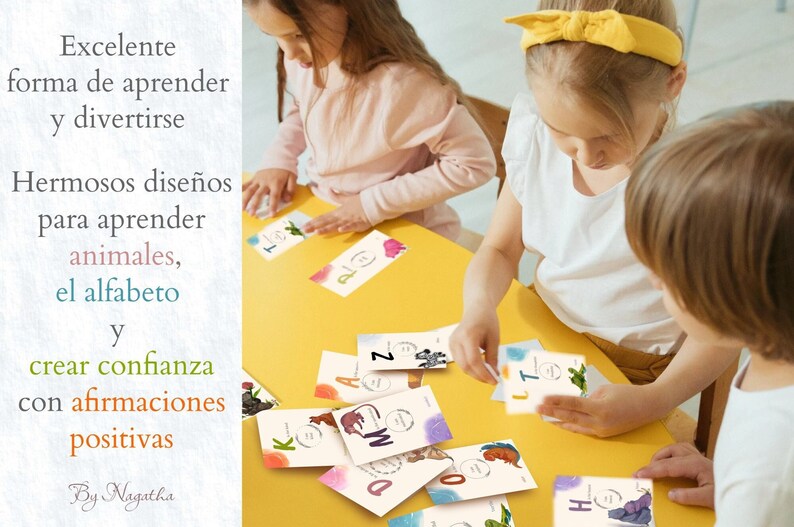 Alfabeto con afirmaciones positivas y animales Descarga Positiva Niños Crea confianza Cartas positivas Regalos niñas Regalos niños image 1