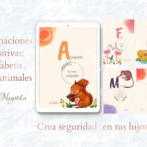 Alfabeto con afirmaciones positivas y animales Descarga Positiva Niños Crea confianza Cartas positivas Regalos niñas Regalos niños image 7