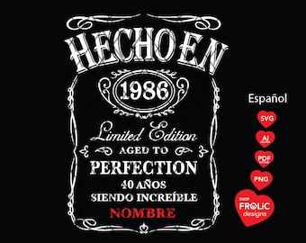 Hecho en 1986 SVG, 40 años siendo increíble SVG Limited Edition 1986 Aged to Perfection 40th Birthday men Classic Birthday Shirt Download