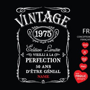 50 ans d'être génial SVG vintage 1975 SVG édition limitée vieillir à la perfection SVG 50e anniversaire, téléchargement