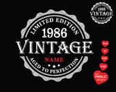 40th Birthday SVG Vintage 1986 SVG 1986 Limited Edition SVG Aged to Perfection Svg Whisky 40th Birthday men Classic Birthday Shirt, Download