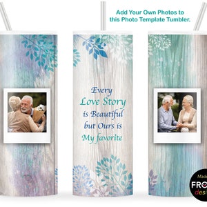 Photo Tumbler Mr & Mrs Regalo de aniversario de boda Sublimación del día de San Valentín Diseño de sublimación de vaso flaco de 20 oz, descarga instantánea