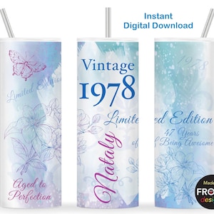 Vintage 1978 47. Geburtstag Tumbler Wrap Limitierte Auflage 47 Jahre alt, 20 Unzen Skinny Tumbler Nahtlose Sublimation Design, Download