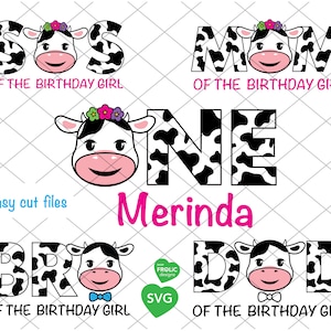 Kuh ein SVG 1. Geburtstag SVG Familie Bauernhof Party Shirt Designs Familie erster Geburtstag Shirt Bündel digitaler Download