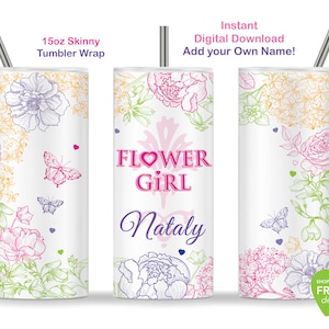 Bundle 12oz and 15oz Tumbler Wraps, Junior Flower Girl, Flower Girl Gift Junior Bridesmaid gift, Petal Patrol gift,  instant download