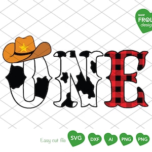 EEN cowboyhoed SVG 1e verjaardag SVG koe één Svg eerste rodeo verjaardag cowboyhoed ontwerp koe verjaardag Svg, digitale download