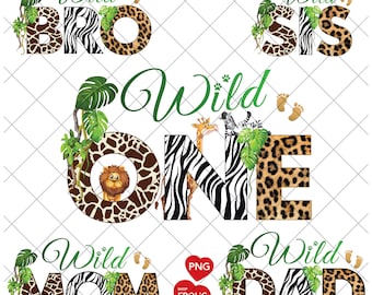 Wild One Family PNG: Safari 1st Geburtstag Designs (Instant Download), Geburtstag shirts Sublimationen, Zoo Tier Safari Geburtstag