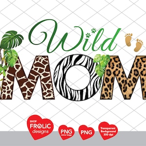 Wilde Mutter PNG, Wildes Dschungel-Geburtstags-Mama-Shirt, Wildes Safari-Familien-T-Shirts Design, PNG transparenter Hintergrund, sofortiger digitaler Download