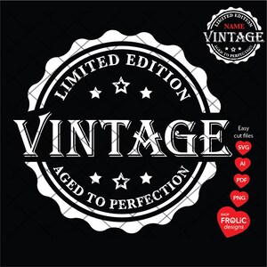 May include: White vintage logo with a starburst design and the text "Limited Edition Vintage Aged to Perfection".