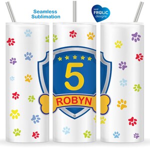 Papier d'emballage bleu pour gobelet, 5 ans, Garçon de 5 ans Ajoutez votre propre nom, Papier d'emballage pour gobelet skinny 20 oz Télécharger