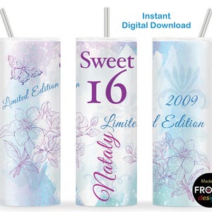 Neues design Sweet 16 Tumbler Wrap 2009 Limited Edition 16th Birthday Girl, 20 Unzen Skinny Tumbler Sublimation, Sweet 16 Geschenke für Mädchen, Download
