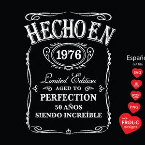 Hecho en 1976 SVG 50 años siendo increíble SVG 1976 Limited Edition Svg Aged to Perfection 50th Birthday men Classic Birthday Shirt Download image 2