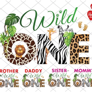 Wild One Bundle Family Design, Birthday Wild One PNG, Zoo Animal Safari Birthday, Wild Birthday, Shirt Sublimations, Instant Download