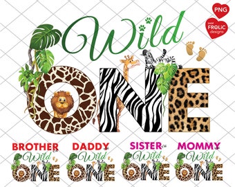 Wild One Bundle Family Design, Birthday Wild One PNG, Zoo Animal Safari Birthday, Wild Birthday, Shirt Sublimations, Instant Download