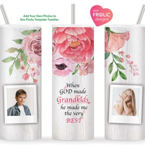 Familie Tumbler Wraps, 2 Fotorahmen, Geschenk der Großeltern, Geschenk der Großeltern, 20 Unzen Skinny Tumbler, Mutter, Geburtstag, Instant Download