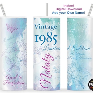 Vintage 1985 40. Geburtstag Lady Tumbler Wrap Limitierte Auflage Im Alter von bis zur Perfektion 40. Geburtstag Frauen 20 Unze Skinny Tumbler Seamless Sublimation