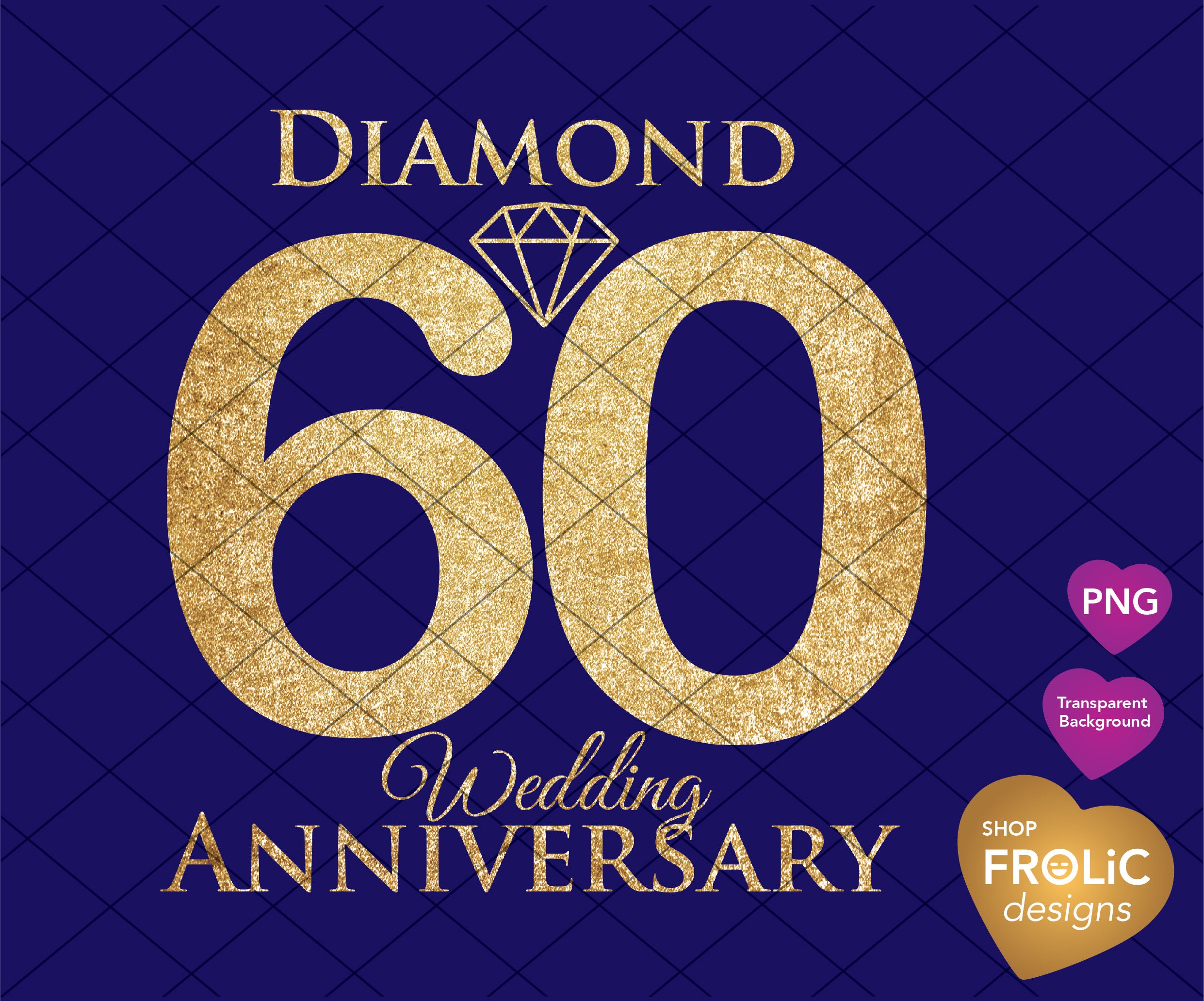Diamond 60th Wedding Anniversary Clipart Celebrating 60 -  UK