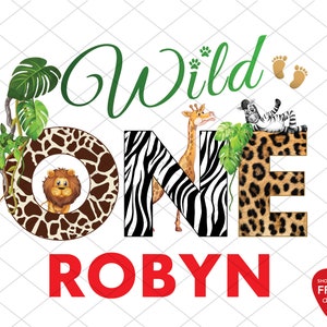 Wild One PNG Wild One Zoo Animal Safari Birthday, 1st Birthday boy girl Shirt Sublimation PNG Transparent Background, Instant Download