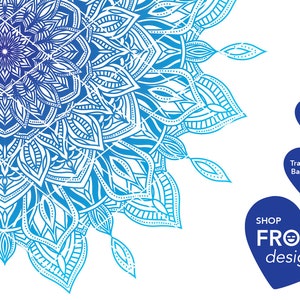 Blauwe bloem sublimatie BLAUWE mandala png-bestand klassiek shirt sublimatie, taartdecoratie, transparante achtergrond afdrukbare, digitale download