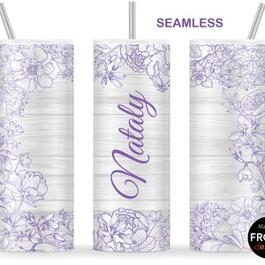 Lavendel Brautjungfer Sublimation Wrap Brautdusche Geschenke Vintage viktorianische Sublimation, 20 Unzen Skinny Tumbler, fügen Sie Ihren eigenen Namen oder Text hinzu