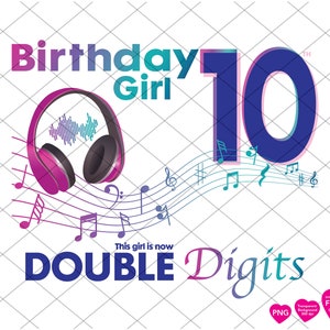 Esta menina agora é Double Digits PNG 10th Birthday Girl shirt PNG Decoração de bolo de aniversário, Download digital instantâneo