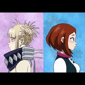 My Hero Academia Impressions artistiques brillantes Toga & Ochako A5 + A4 | Député généraliste | BNHA | Himiko Toga | Ochako Uraraka | Uravité