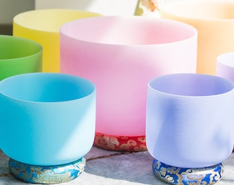 432hz 7pcs crystal singing bowl Light series seven chakras
